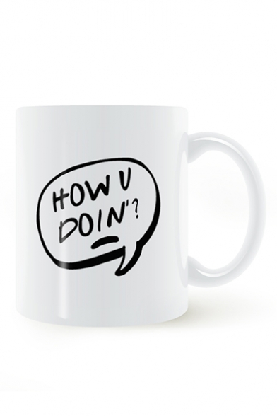 Classic Letter HOW YOU DOIN Printed White Ceramic Mug Cup