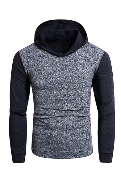 Mens Sportive Colorblocked Long Sleeve Quick Dry Two-Tone Pullover Hoodie
