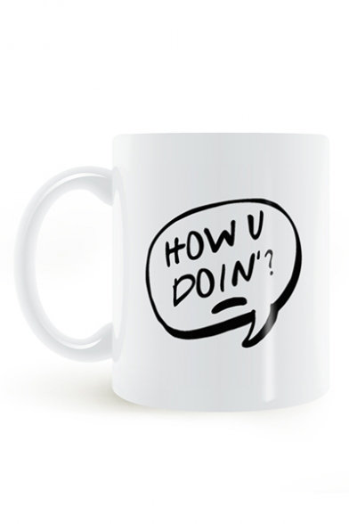 Classic Letter HOW YOU DOIN Printed White Ceramic Mug Cup