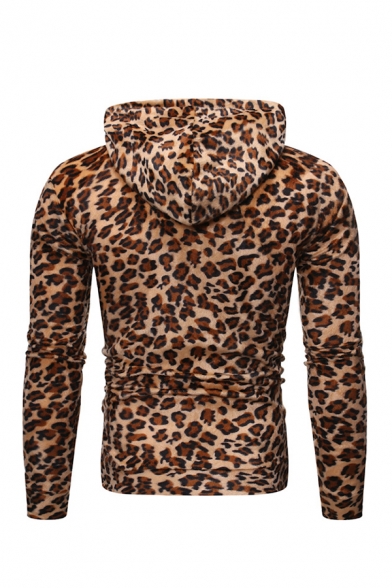 Mens Fashion Tigrina Leopard Zebra-Stripe Print Long Sleeve Fitted Pullover Hoodie