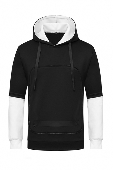New Arrival Two Tone Long Sleeve Multi-Functional Bag Design Hoodie for Men
