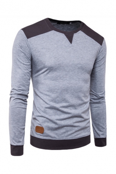 Fashion Colorblocked Panel Shoulder Long Sleeve Slim Fit Sweatshirt