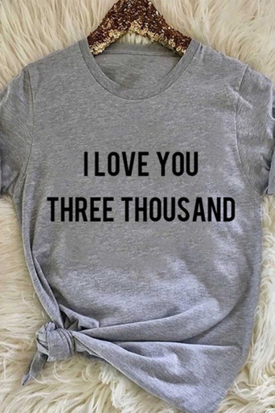 Popular Letter I LOVE YOU THOUSAND Printed Short Sleeve Leisure T-Shirt Top