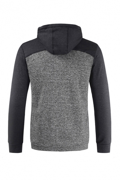 Mens Sportive Colorblocked Long Sleeve Quick Dry Two-Tone Pullover Hoodie