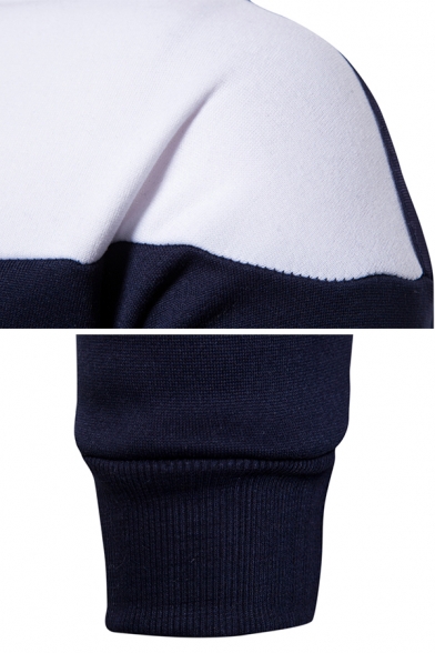 Round Neck Colorblocked Stripe Long Sleeve Casual Sweatshirt for Men