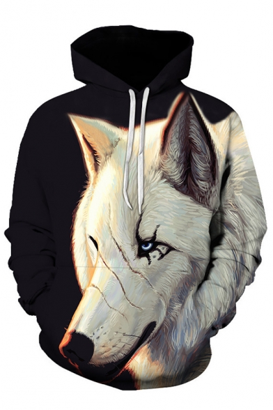 Star-Headed Wolf Print Hoodies Men 3D Harajuku Hoody Pullover Tracksuits Coat
