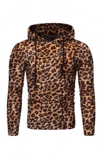 Mens Fashion Tigrina Leopard Zebra-Stripe Print Long Sleeve Fitted Pullover Hoodie