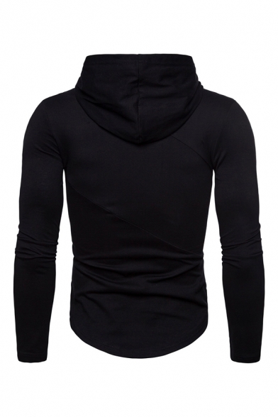 Simple Letter GO JOPPING Printed Curved Hem Plain Pullover Hoodie