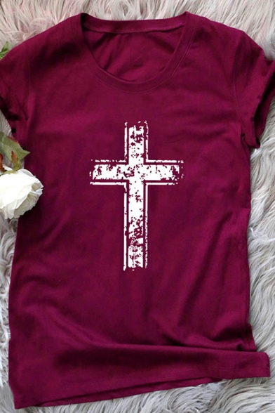 White Cross Christian Short Sleeve Crew Neck Jersey T-Shirt