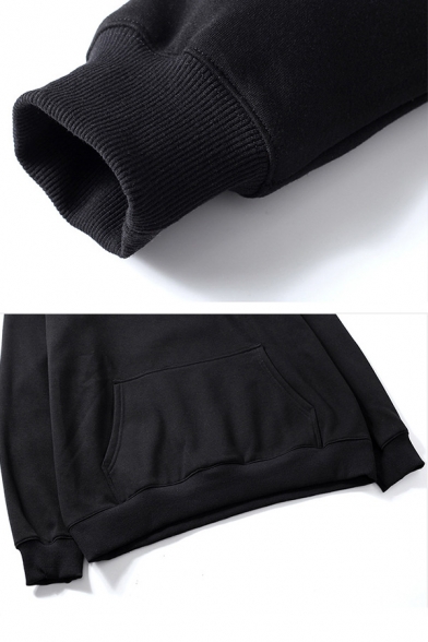 Letter JAPAN Carp Printed Back Long Sleeve Oversized Pullover Hoodie