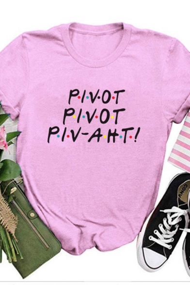 Summer Fashion Letter PIVOT PIVOT PIV-AHT Printed Short Sleeve T-Shirt