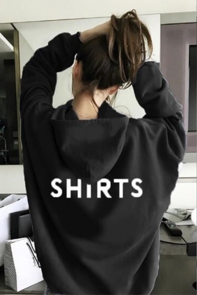 Womens Fashion Letter SHIRTS Printed Back Long Sleeve Oversized Hoodie