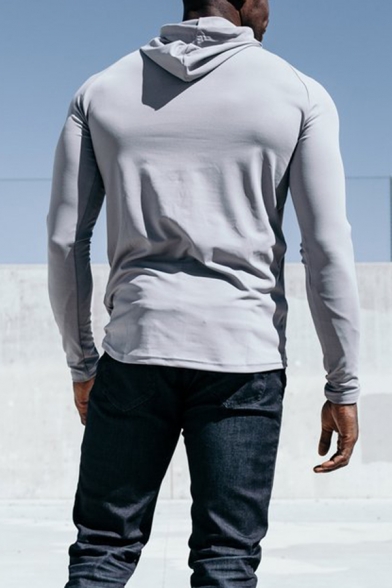 Men's Hot Fashion Simple Plain Long Sleeve Casual Running Pullover Hoodie