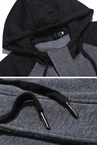 raglan sleeve zip up casual hoodie