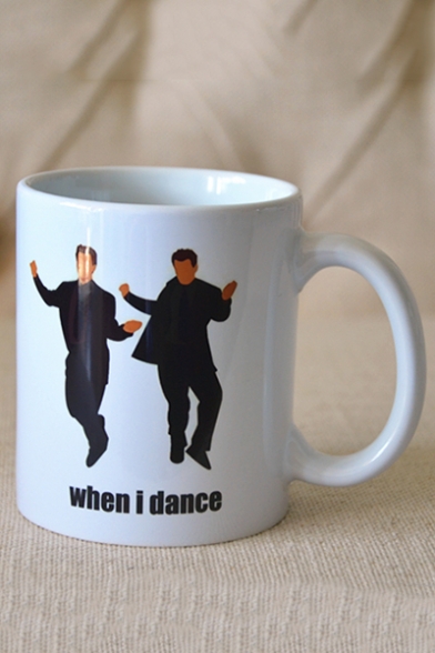 White Letter I LOOK LIKE THIS Dancing Men Printed Ceramic Mug Cup