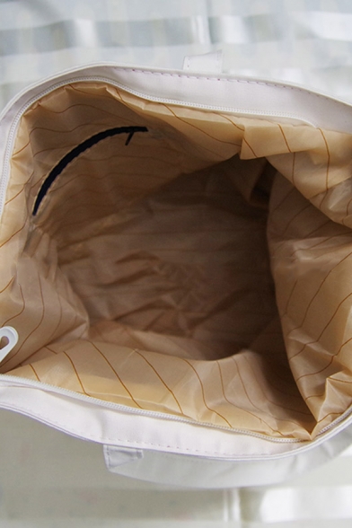 38*31*8cm Letter HOW YOU DOIN Printed Simple White Canvas Bag Handbag