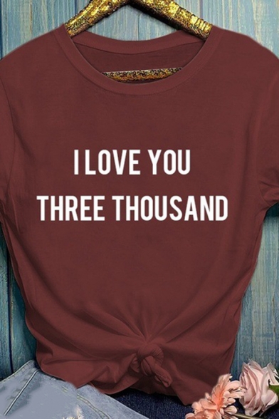 Popular Letter I LOVE YOU THOUSAND Printed Short Sleeve Leisure T-Shirt Top