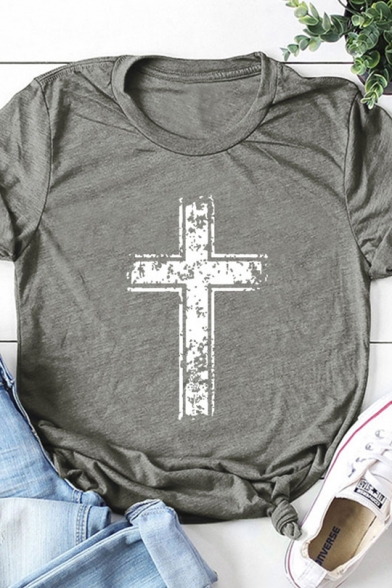 White Cross Christian Short Sleeve Crew Neck Jersey T-Shirt
