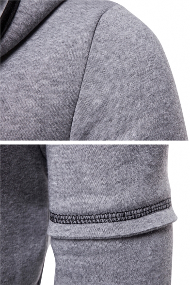 Plain Long Sleeve Longline Lightweight Hooded Cardigan Hoodie with Big Pocket