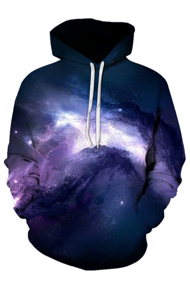 The Starry Starry Night 3D Printed Long Sleeve Casual Drawstring Hoodie