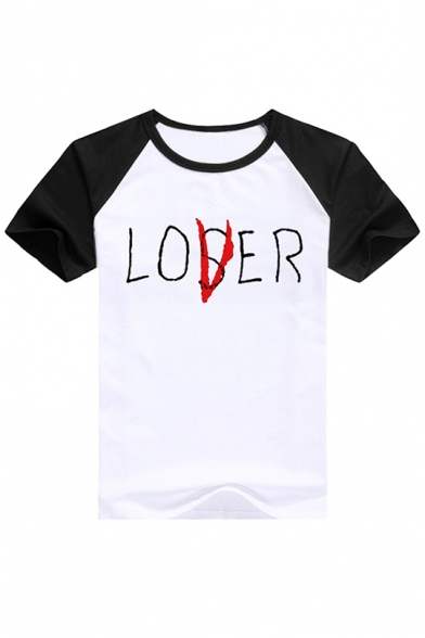 Fancy Lover Loser Printed Raglan Short Sleeve Casual T Shirt For Women Beautifulhalo Com