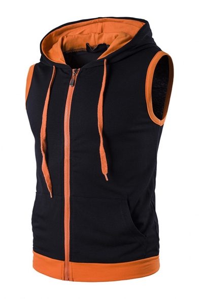 sleeveless hoodie with zipper pockets