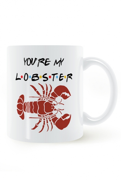 Letter YOU'RE MY LOBSTER Graphic Printed White Ceramic Mug Cup