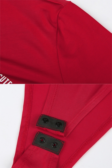 Women's Floral Heart Printed Mock Neck Long Sleeve Seamless Body Shaper Red Romper Bodysuit