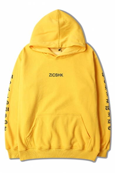 

Fashion Unisex Hooded Letter Printed Hoodie Sweatshirt with One Kangaroo Pocket, Black;orange;pink;white;yellow, LC431767