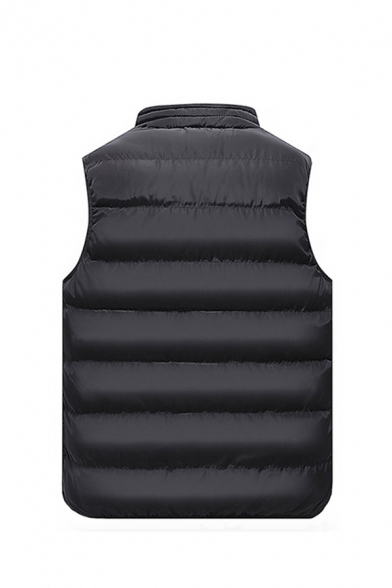 Hot Popular Sleeveless Stand Collar Contrast Trim Slim Fit Zipper Puffer Coat Vest with Pocket