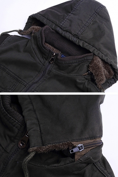 Mens Plain Simple Sleeveless Flap Pocket Zip Up Hooded Thick Cargo Vest Waistcoat
