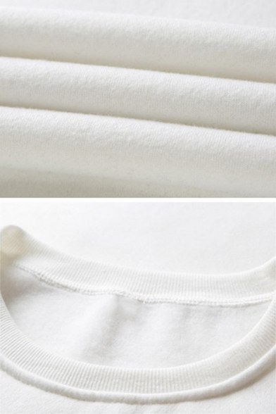Cute Cartoon Poached Egg Printed White Long Sleeve Pullover Loose Sweatshirt