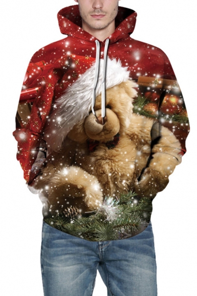 Unisex Popular Christmas Animal 3D Printed Long Sleeve Casual Drawstring Hoodie