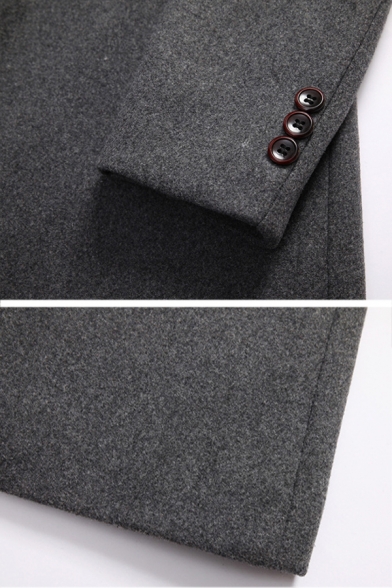 Hot Popular Gray Shawl Collar Long Sleeve Button Cuff Single Breasted Longline Wool Overcoat for Men