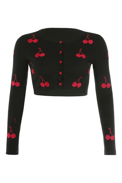 cherry cropped cardigan