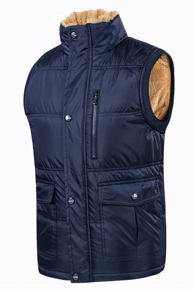 ARTFFEL Mens Winter Thicker Sleeveless Stand Collar Zip Front Down Quilted Coat Vest Jacket