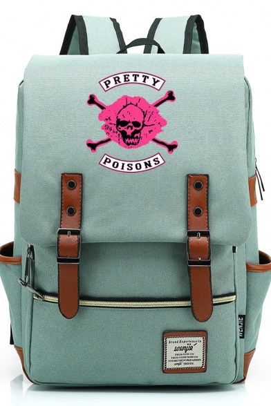 Cool Skull Pattern PRETTY POISONS Printed Unisex Casual Backpack School Bag