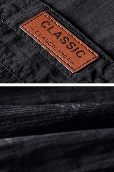 Mens Casual Simple Long Sleeve Multi Pocket Zip Placket Quick-Dry Black Hooded Utility Jacket