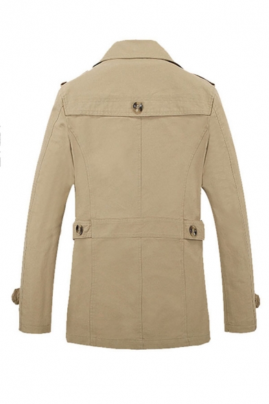 Mens Fall Popular Plain Single Breasted Notched Lapel Longline Waterproof Thin Trench Coat