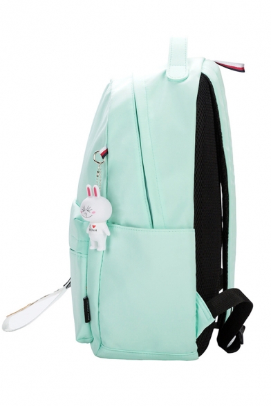 Cute Girl Printed Ribbon Zip Placket Unisex Backpack School Bag