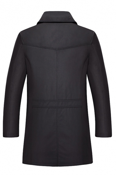 Men's Fall Stylish Long Sleeve Single Breasted Casual Longline Trench Coat Overcoat