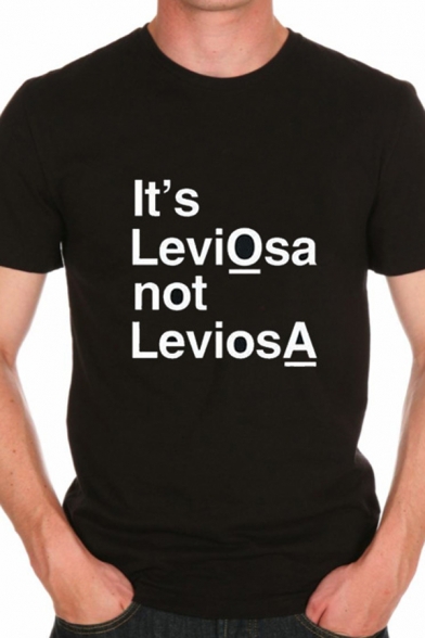 Mens Fancy IT'S LEVIOSA NOT LEVIOSA Printed Short Sleeve Crewneck Casual Tee
