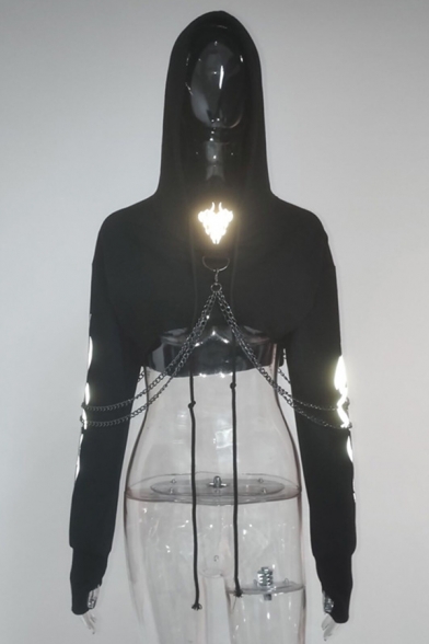 reflective cropped hoodie