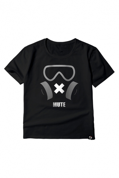 Mens Black Cool MUTE Game Logo Printed Short Sleeve Loose Fit Leisure Tee Top