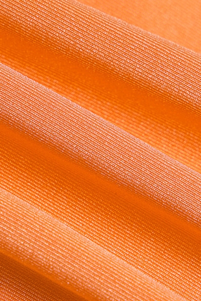 Womens Fall Stylish Orange Deep V-Neck Long Sleeve Ruched Detail Slim Fit Mini Bandage Dress