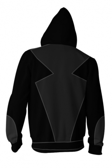 Black Cool 3D Printed Long Sleeve Cosplay Zip Up Casual Hoodie with Pocket