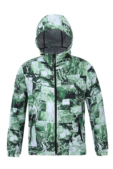 Mens Funny Plants Leaf Letter Printed Long Sleeve Sportswear Zip Up Hooded Jacket Coat for Couple