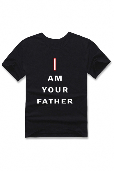 Summer Fashion Letter I AM YOUR FATHER Printed Short Sleeve Slim Fit Pullover Tee Top