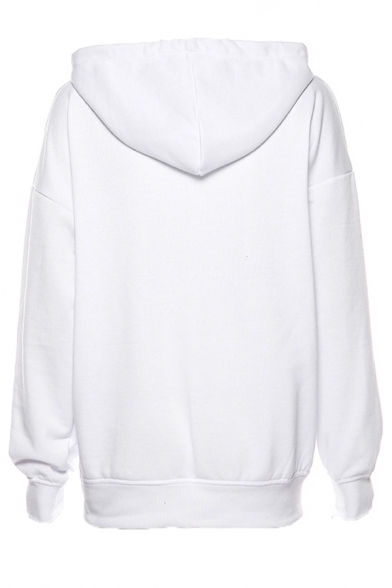 Fancy Letter CHILL SINCE Printed Long Sleeve Oversized White Graphic Hoodie