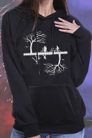 

Womens Popular Movie Figure Printed Long Sleeve Loose Fit Black Pullover Hoodie with Pocket, LC568712